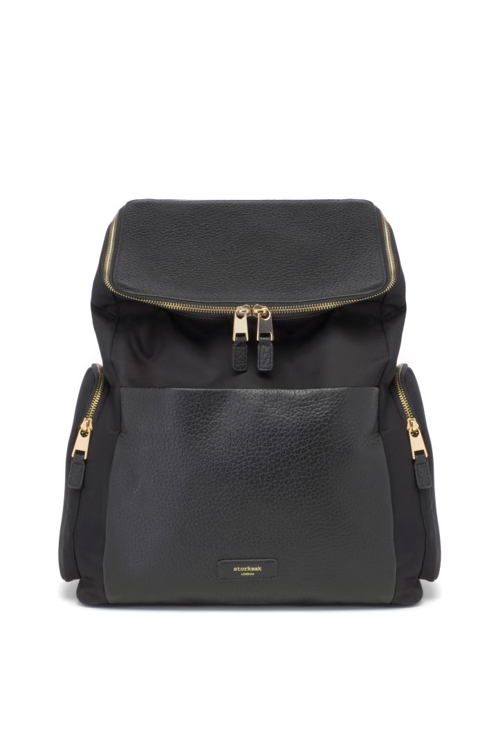 Storksak Changing Backpack with Leather and Hardware gold