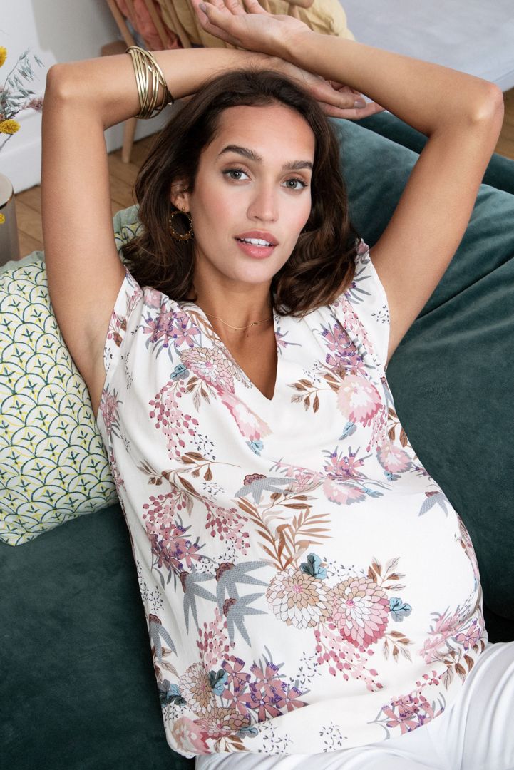 Maternity Blouse with Floral Print