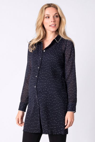 Maternity and nursing tunic with dot print