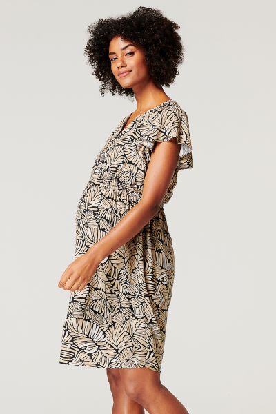 Ecovero Maternity and Nursing Dress with Palm Tree Print