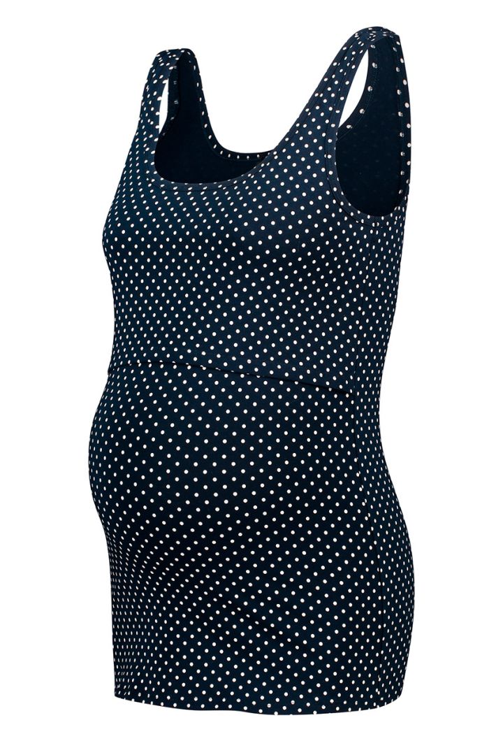 Maternity and nursing top in organic cotton with polka-dot print