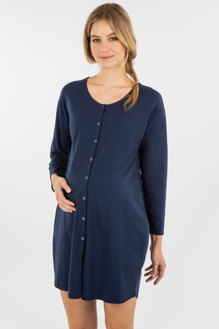 Organic Maternity and Nursing Nightdress with Button Placket