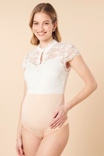 Maternity Bodysuit with Keyhole Detail 