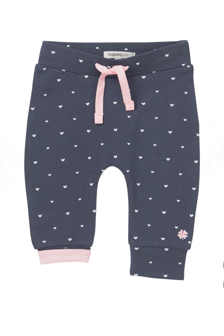 Organic Baby Trousers with Hearts Print navy