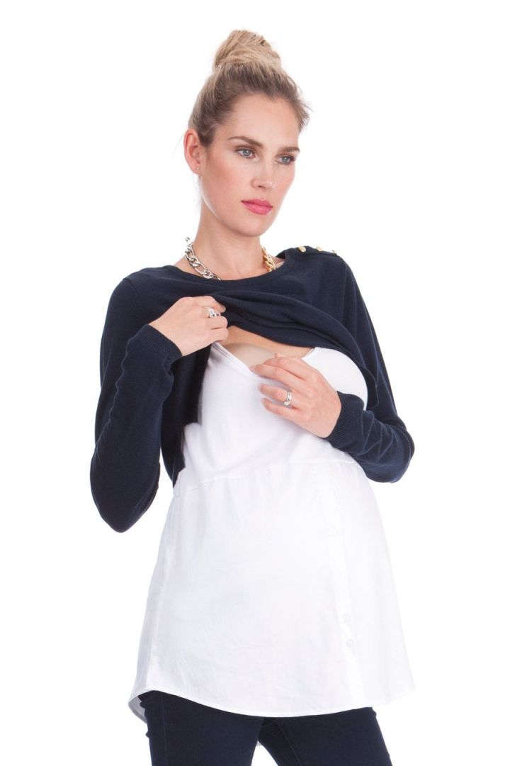 2-in-1 Maternity Pullover and Blouse with Nursing Access