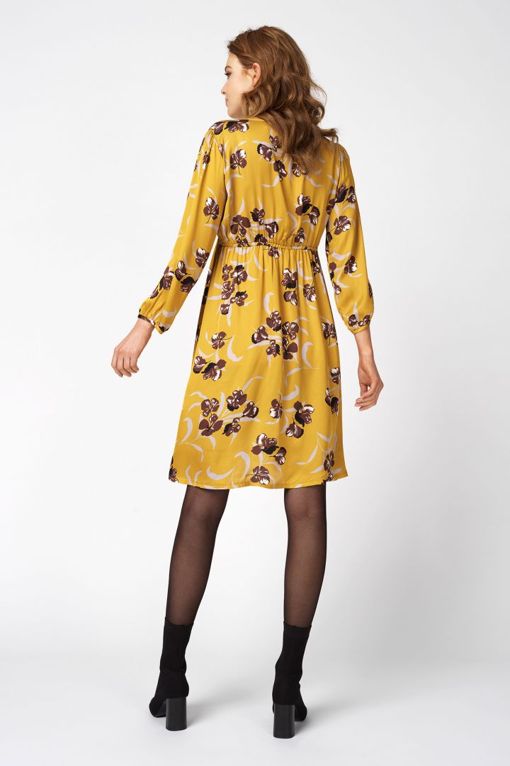 Maternity dress with floral pattern and 7/8 sleeves