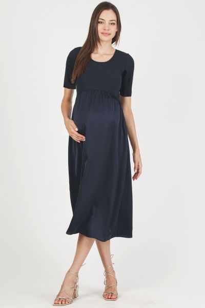 Maternity Dress with Rib Details blue