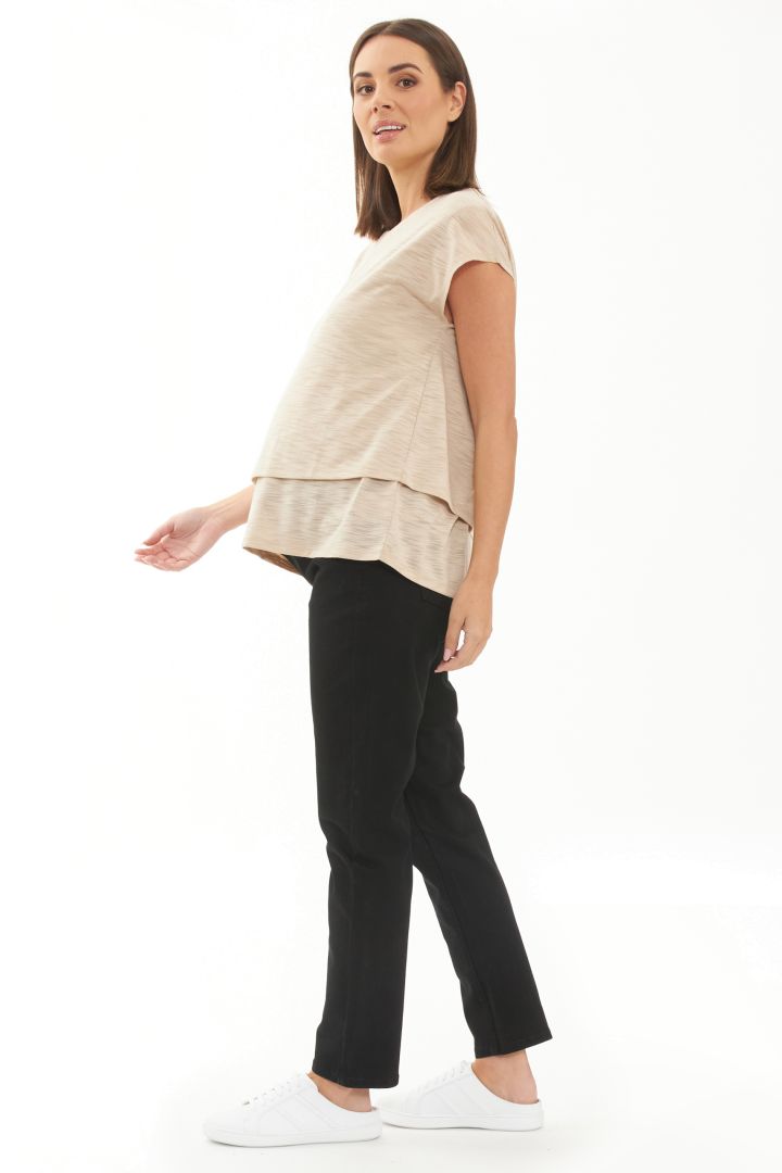 Double-layer Maternity and Nursing Shirt light beige