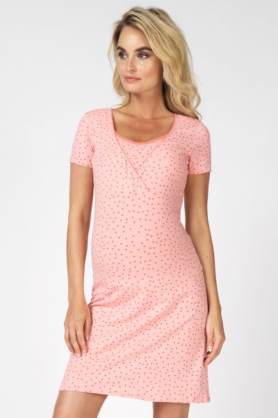 Maternity and nursing nightshirt made of organic cotton, pink