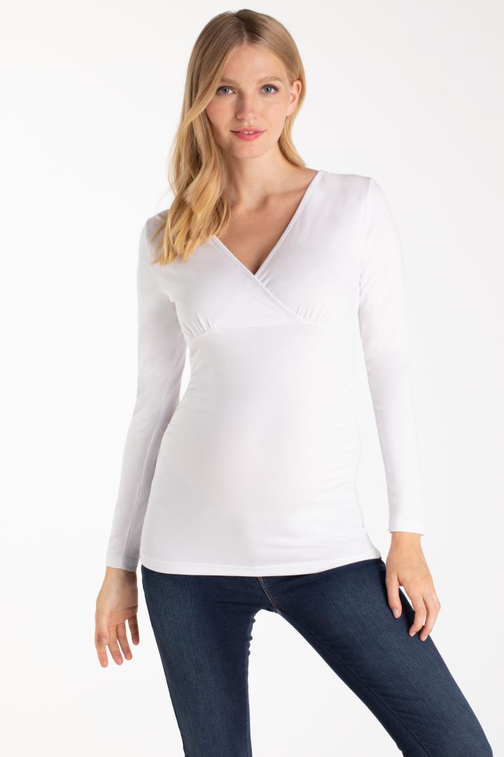 Cache Couer Maternity and Nursing Shirt white