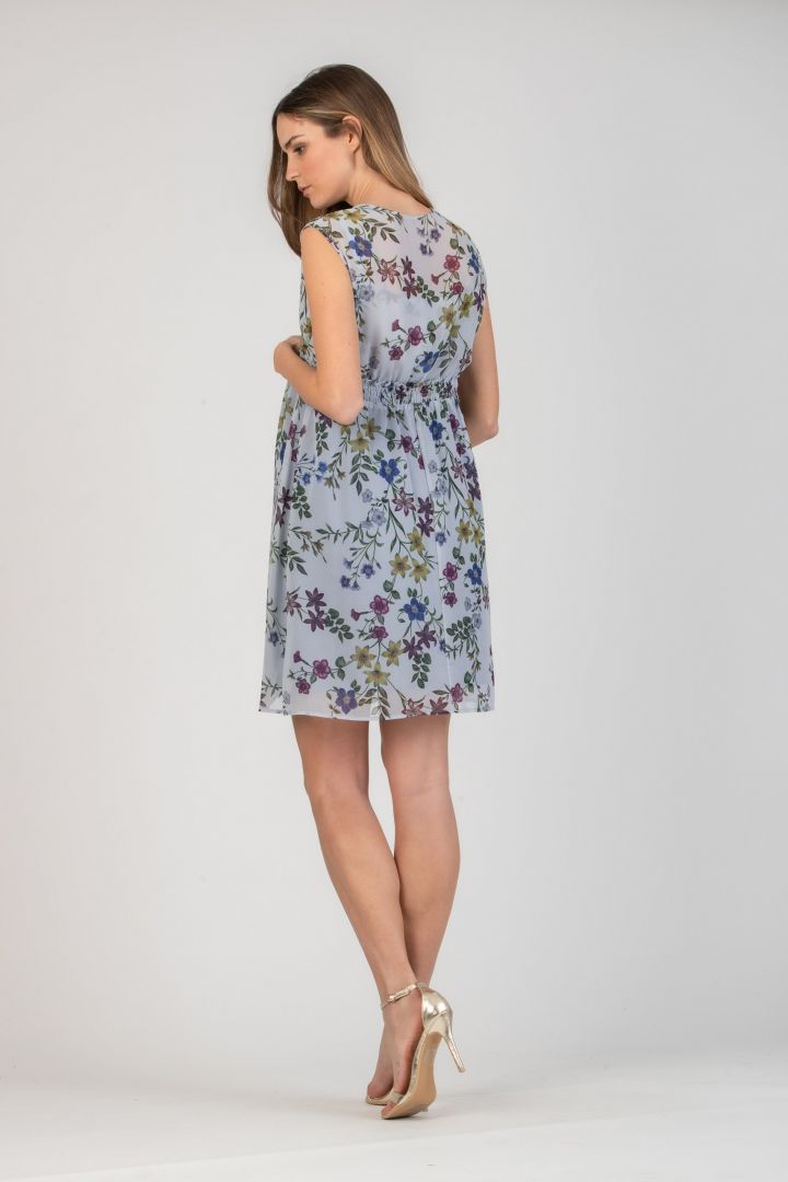 Chiffon Maternity and Nursing Dress with Floral Print