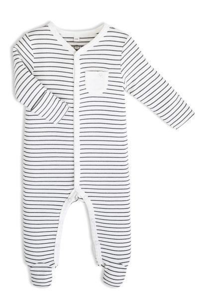 Organic romper with button placket grey