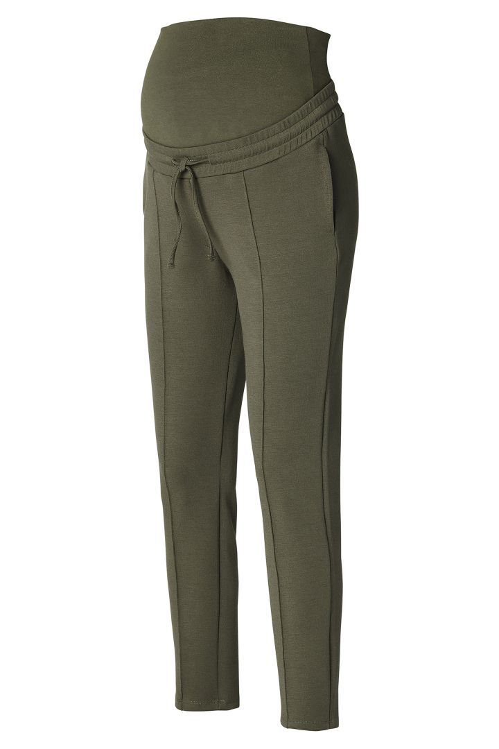Jersey Maternity Trousers with Decorative Stitching