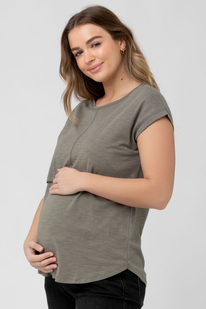 Maternity and Nursing T-Shirt khaki