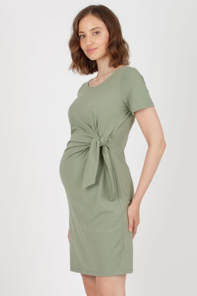 Maternity Dress with Knot Detail khaki
