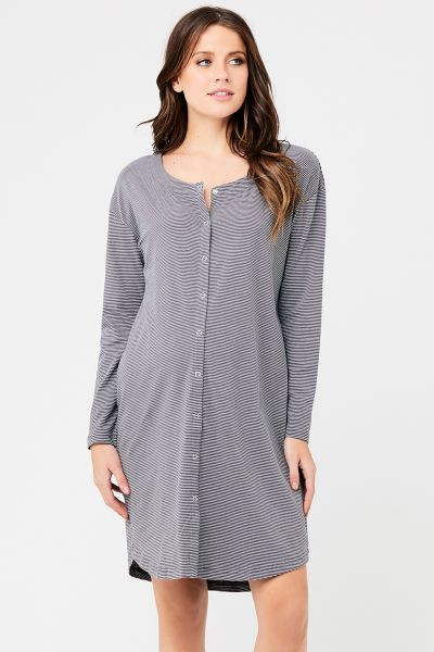 Maternity and nursing nightdress with button strip