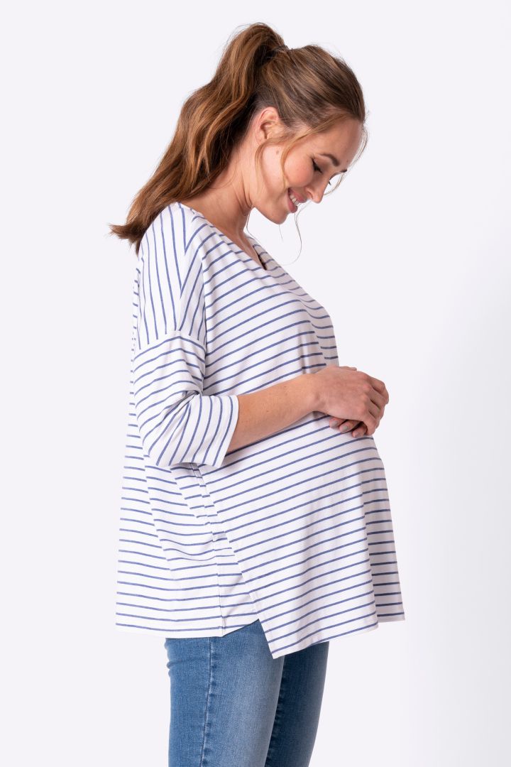 Breton Maternity and Nursing Shirt white/blue
