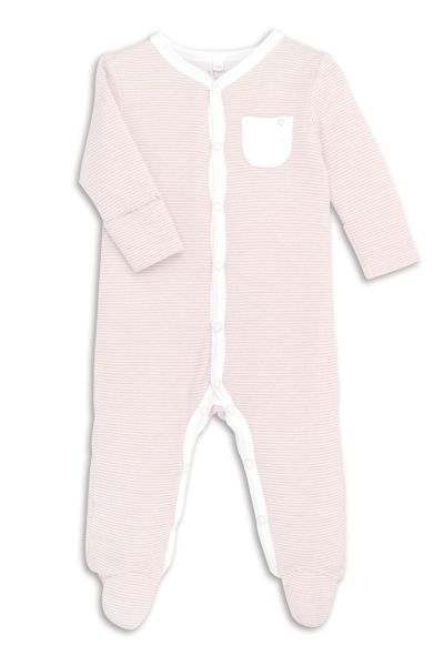 Organic romper with button placket pink