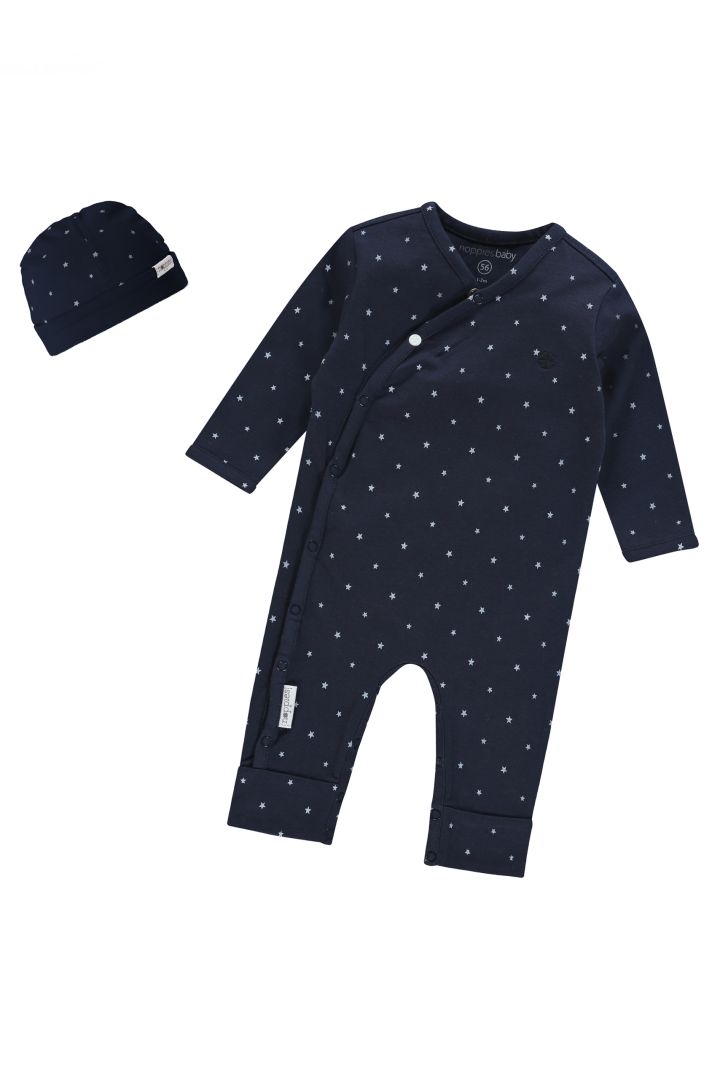2pcs Set with Romper and Hat navy