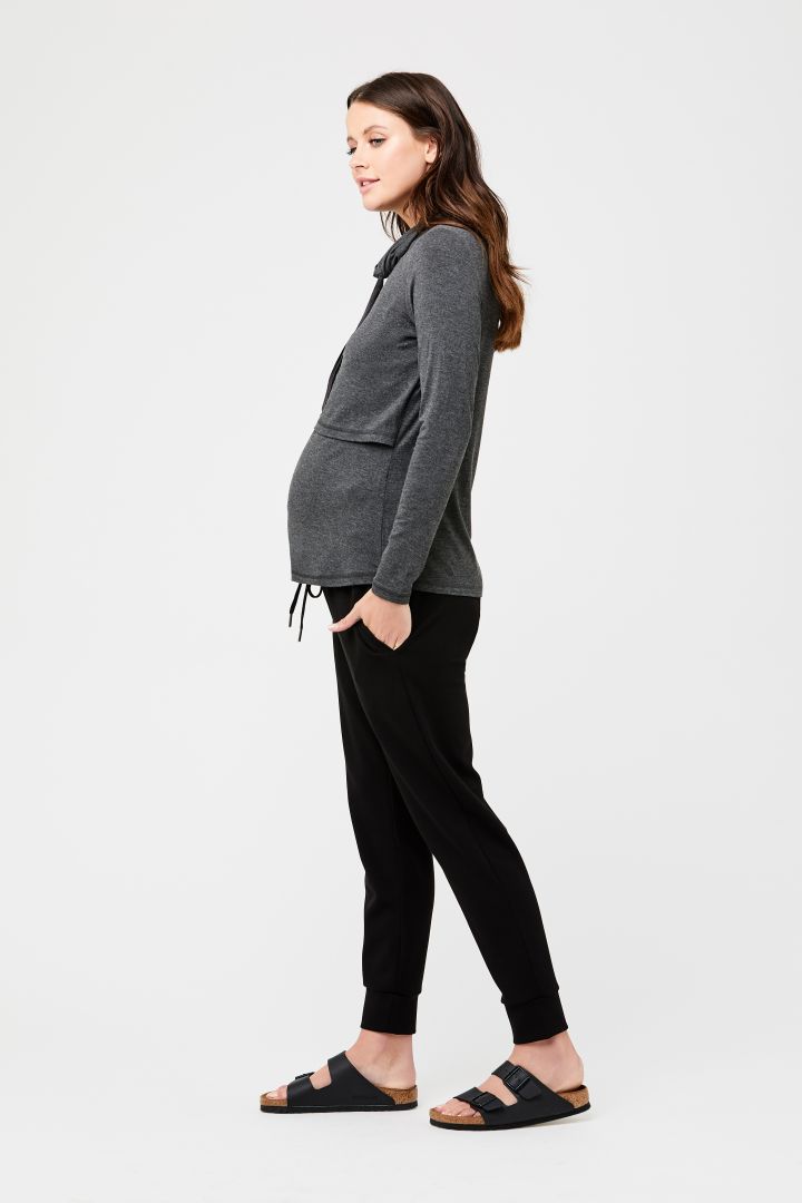 Maternity and Nursing Hoodie with Zip Fastenings grey