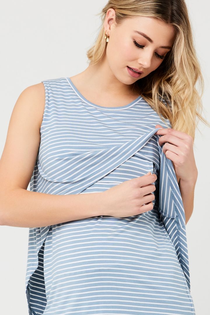 Double-Layered Maternity and Nursing Top white/light petrol