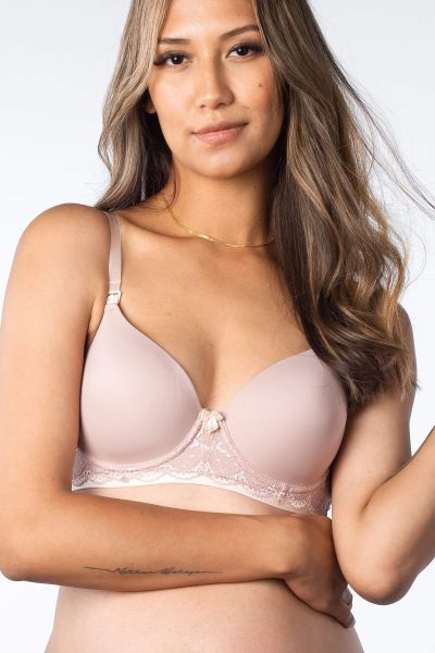 Forever Yours Nursing Bra with Lace Trim light almond