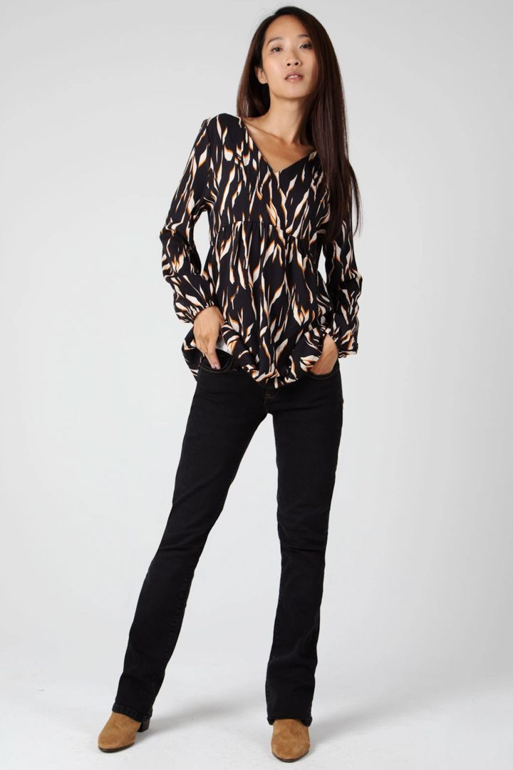 Maternity Blouse with V-neck and Print