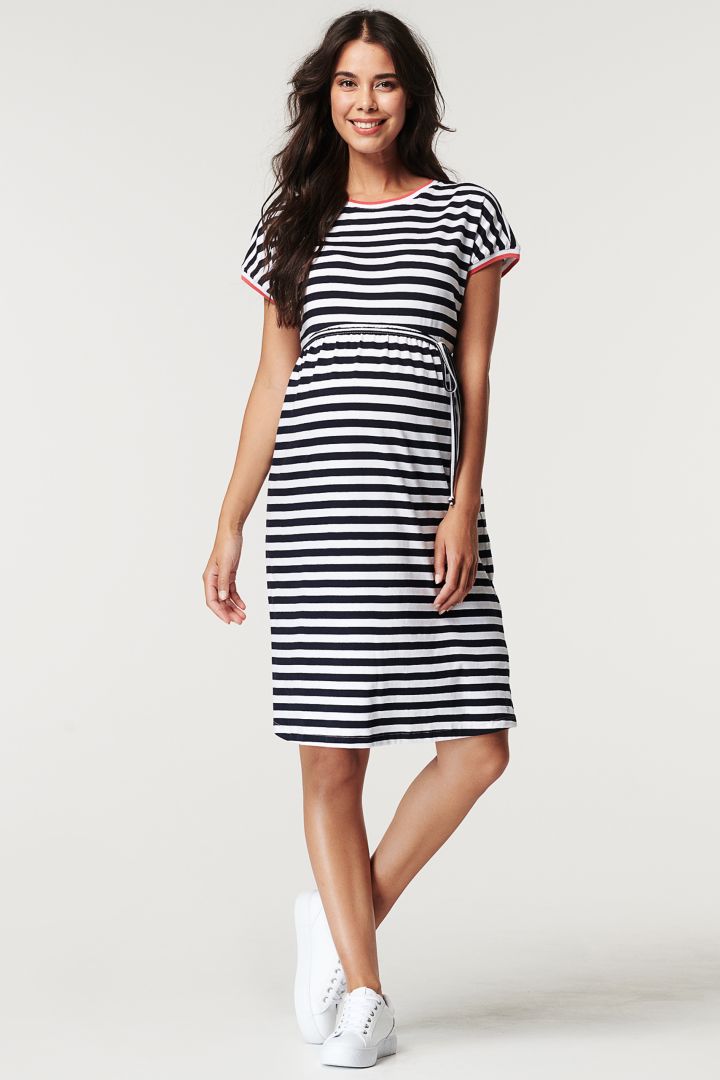 Organic Maternity Dress with Stripes