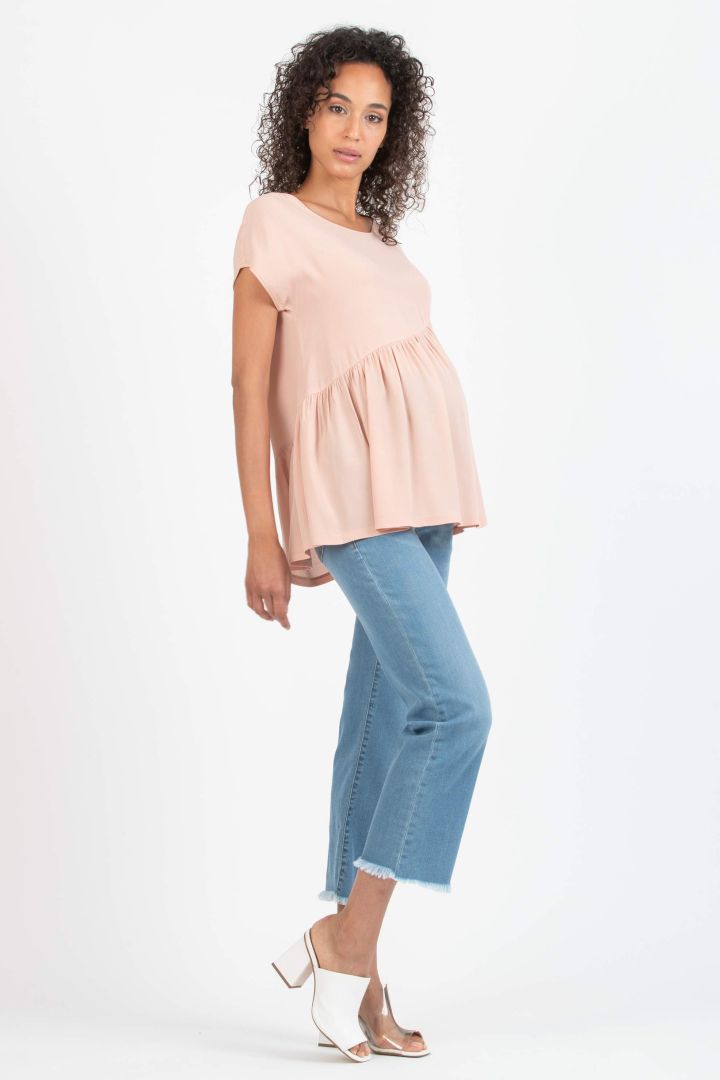 Maternity Blouse with Flounces rose