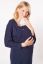 Preview: Long-sleeved Eco Viscose Maternity Dress and Nursing Nightgown with Lace navy