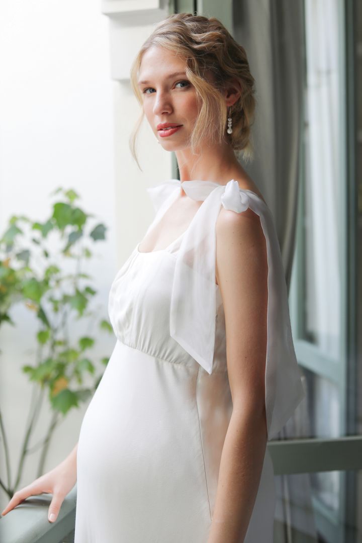 Maternity Wedding Dress with Organza Bows