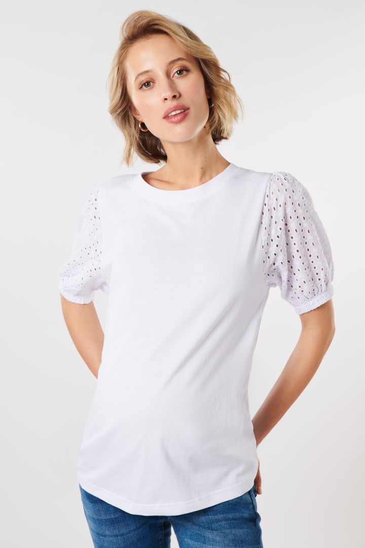 Organic Maternity Shirt with Puff Sleeves