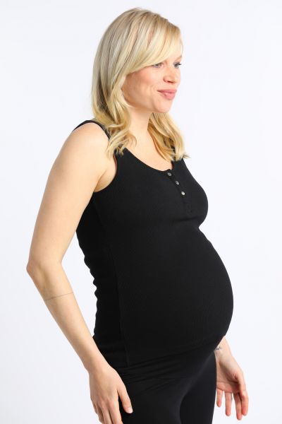 Organic Maternity and Nursing Top with Button Front black black