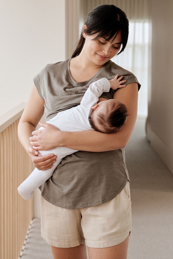 Maternity and Nursing T-Shirt khaki
