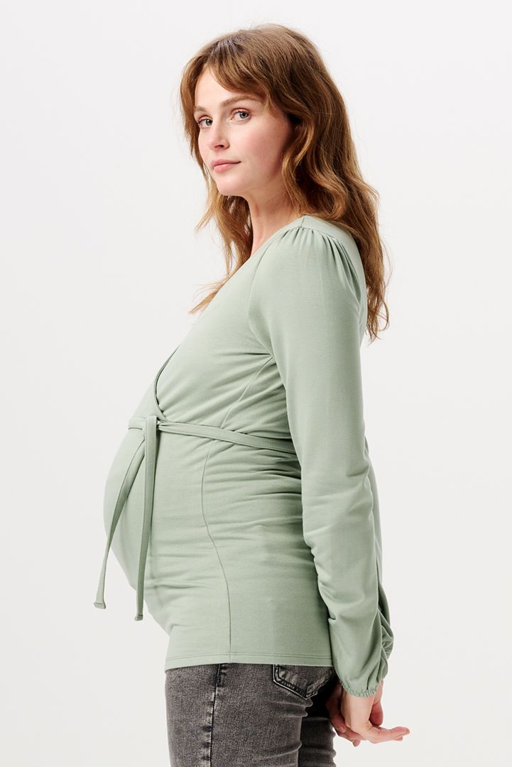 Ecovero Maternity and Nursing Shirt To Tie mint