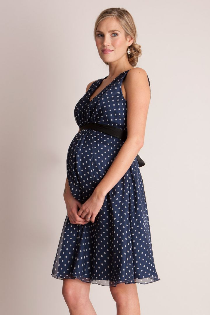 Maternity Silk Dress navy