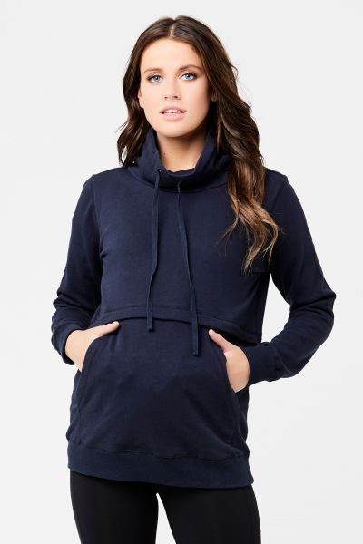 Maternity and nursing hoodie with zip fastenings