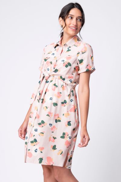 Umstands- und Still-Hemdblusenkleid mit Print
