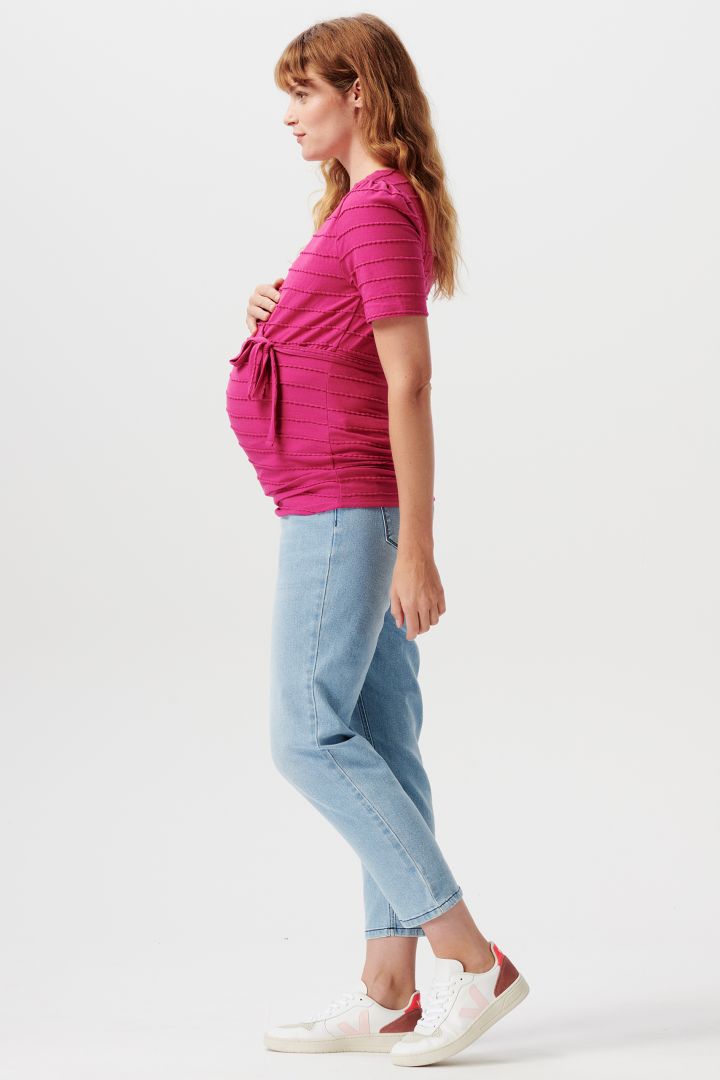 Maternity and Nursing Shirt with Tie Belt fuchsia