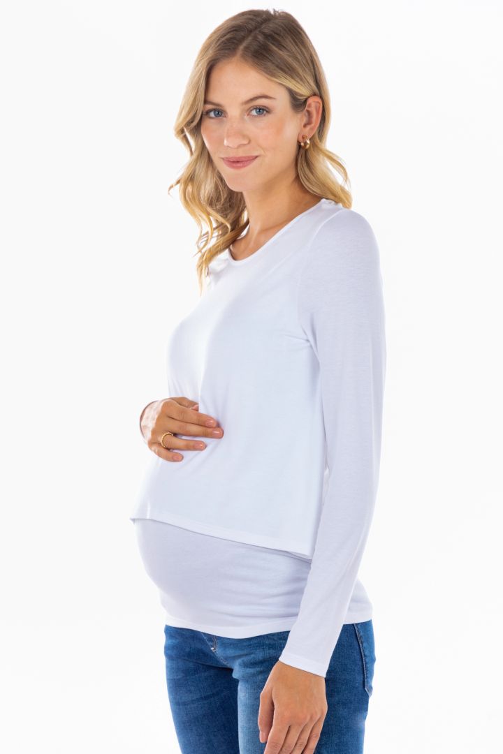 Ecovero Double Layer Maternity- and Nursing Shirt white