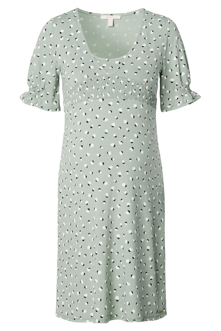 Ecovero Maternity and Nursing Dress with Print mint