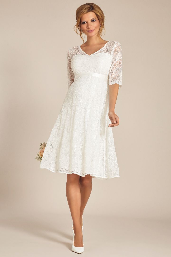 A-Line Maternity Wedding Dress with 3/4 Sleeves