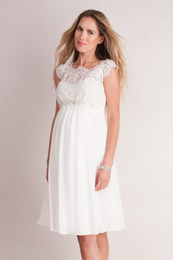 A-Line Maternity Wedding Dress with Lace Bodice