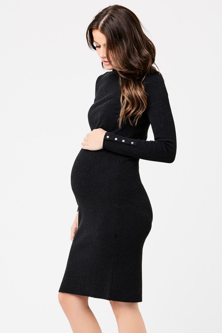 Maternity dress in wool blend with turtleneck
