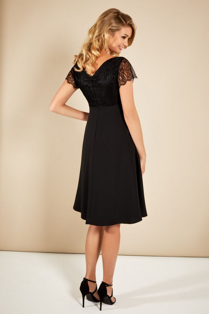Maternity dress with lace top, black
