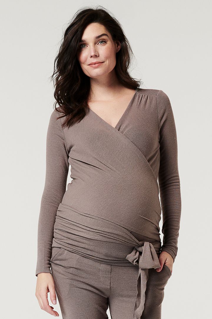 Lounge Maternity and Nursing Wrap Shirt taupe