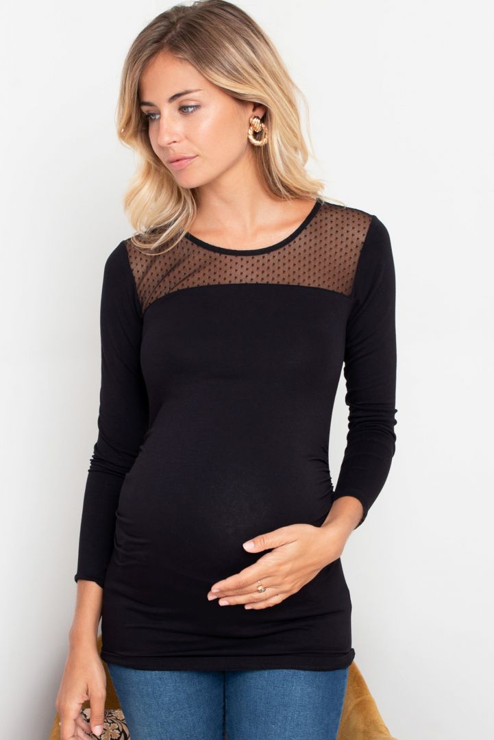 Maternity Shirt with Plumetis Lace
