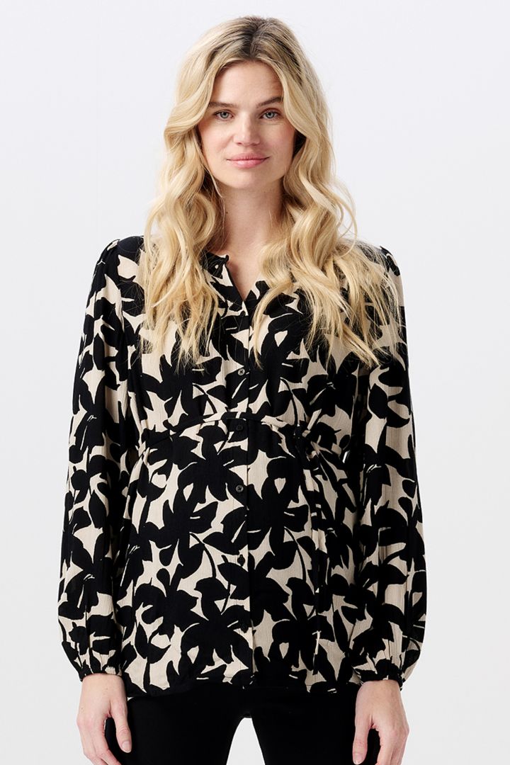 Maternity and Nursing Blouse with Allover Print
