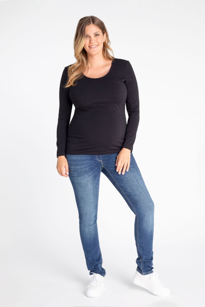 Organic Maternity and Nursing Shirt with Long Sleeves black