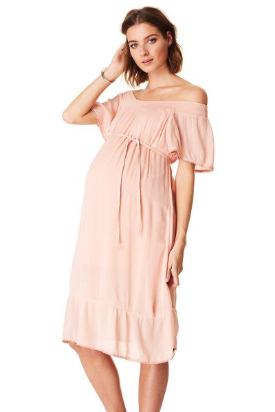 Maternity dress with flounce, pink